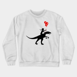 Little girl red balloon and raptor dinosaur Crewneck Sweatshirt